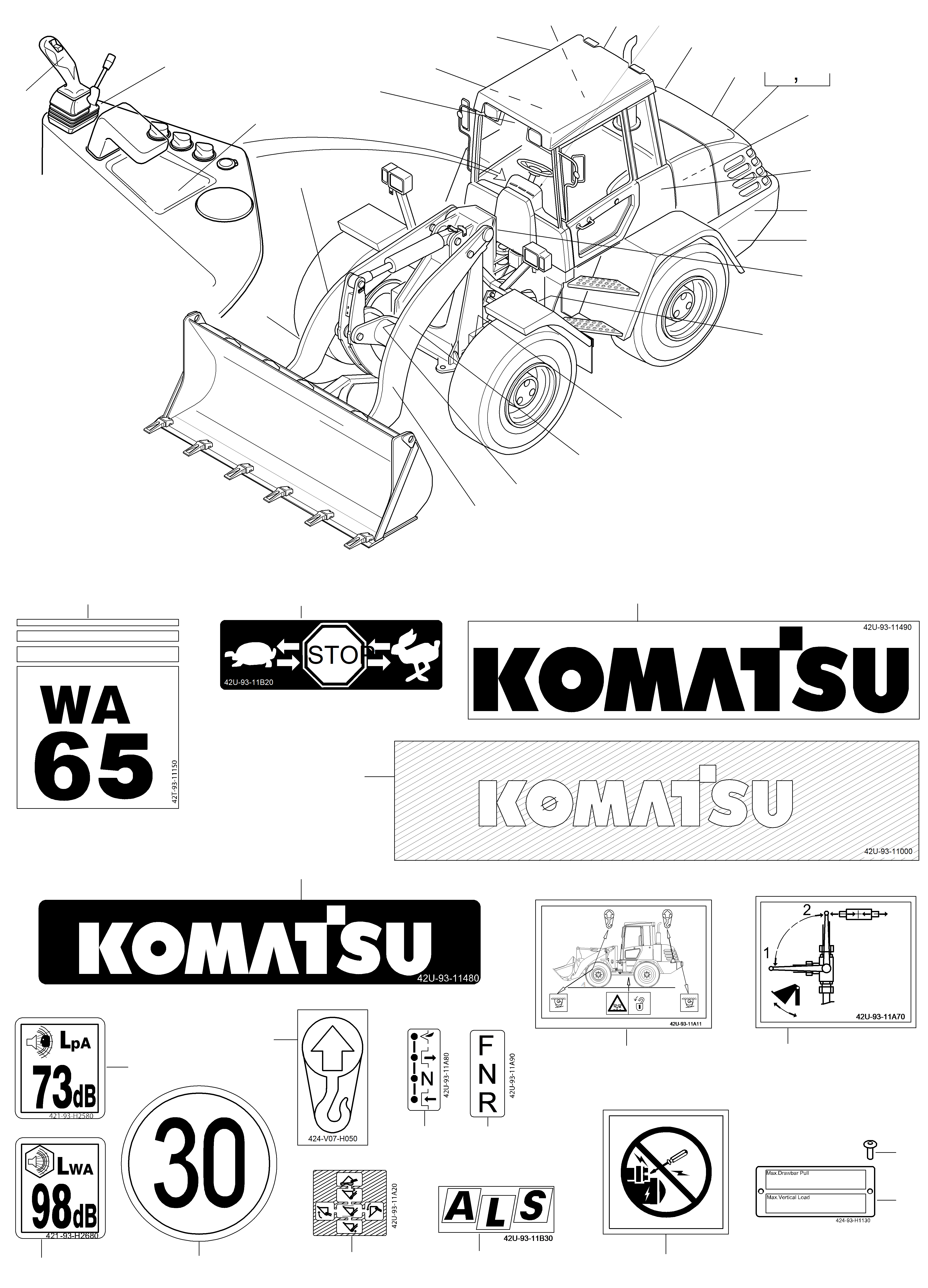 NOTE PLATE 42U-93-11080 KOMATSU