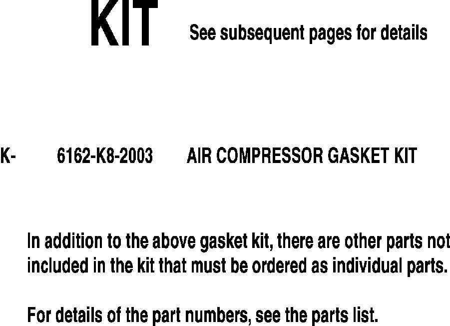 GASKET KIT,AIR COMPRESSOR 6162-K8-2003 KOMATSU