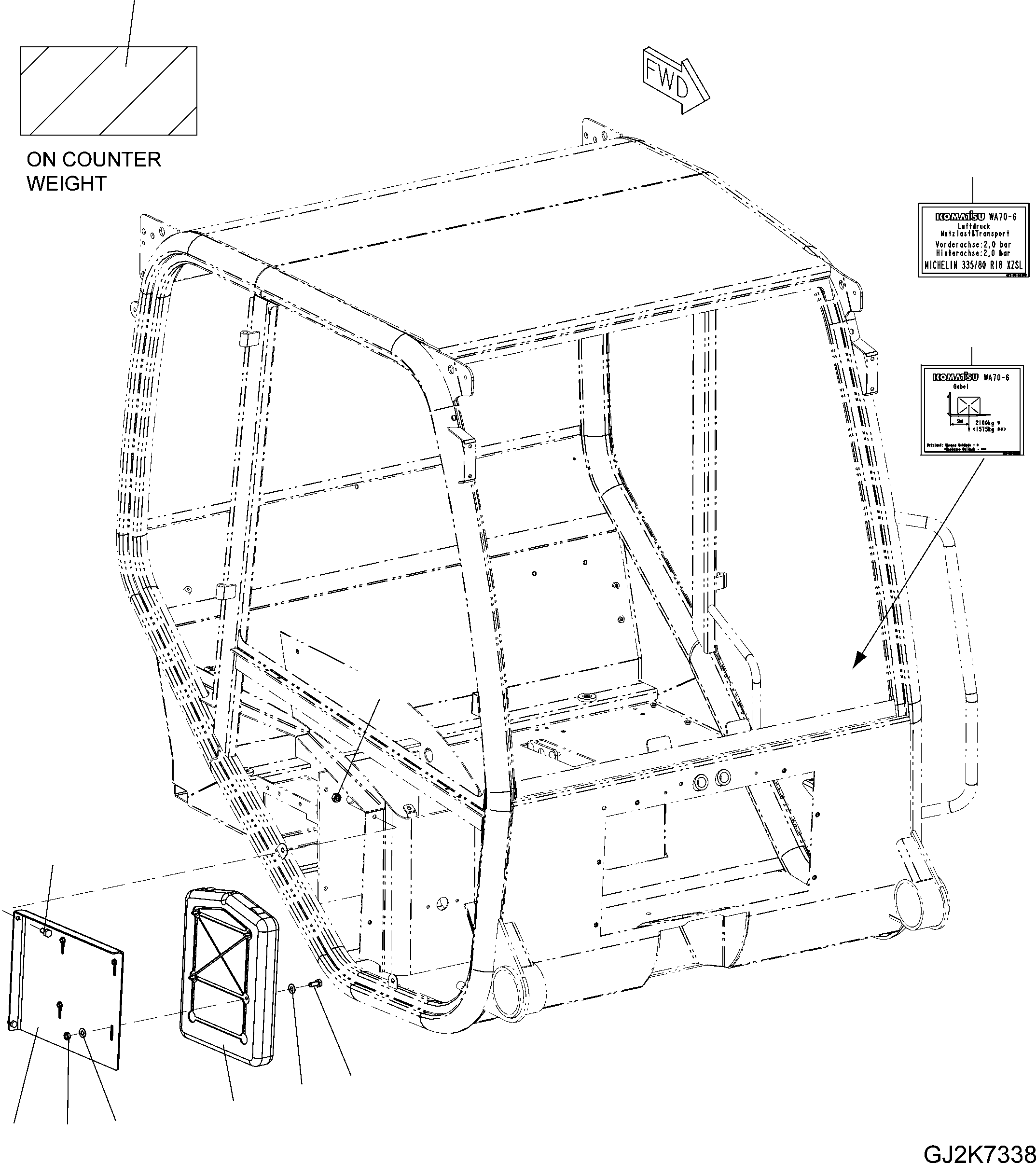 DECAL, FORK LIFT 42T-93-31080 KOMATSU