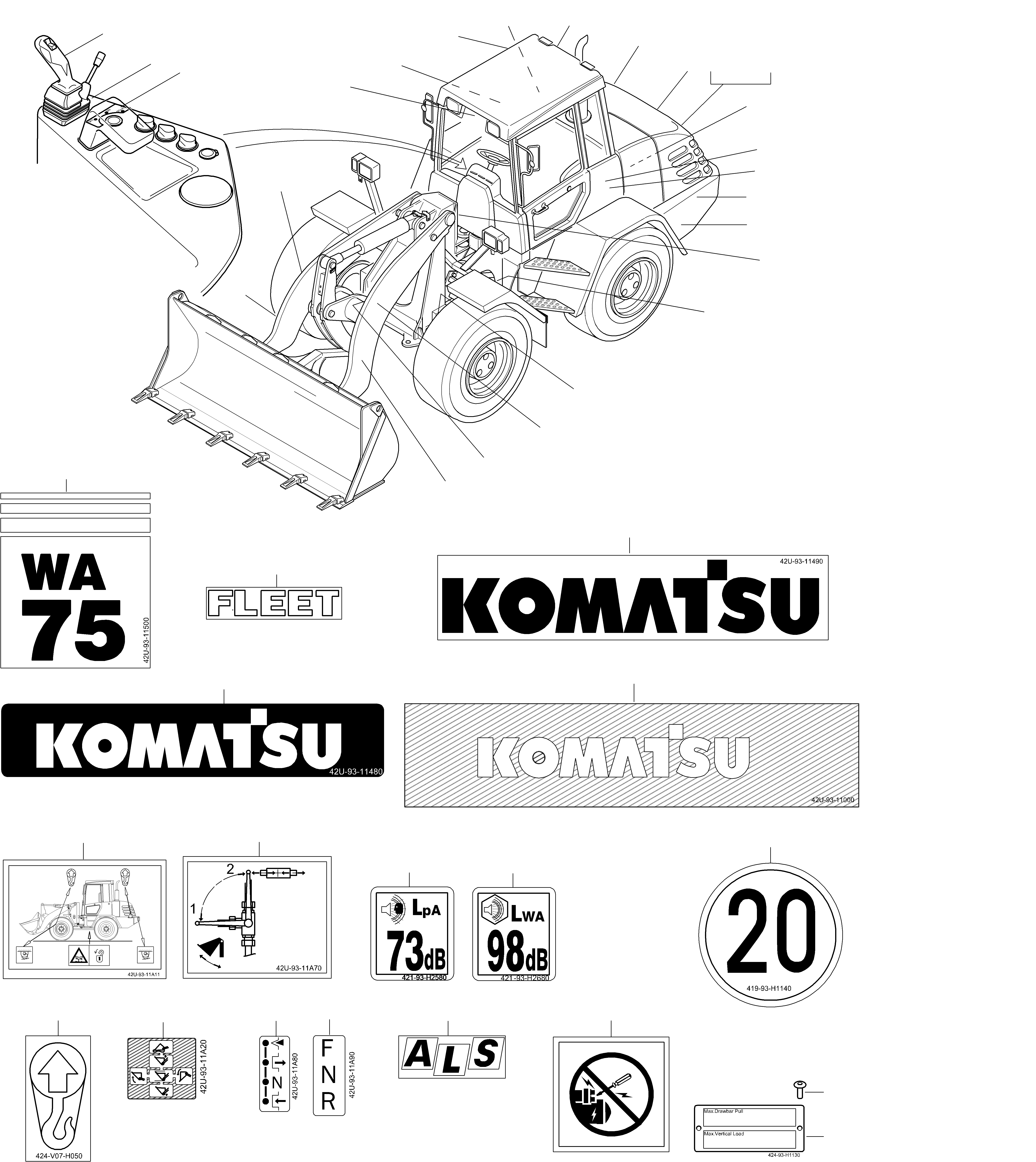 Табличка 42U-93-11E80 KOMATSU