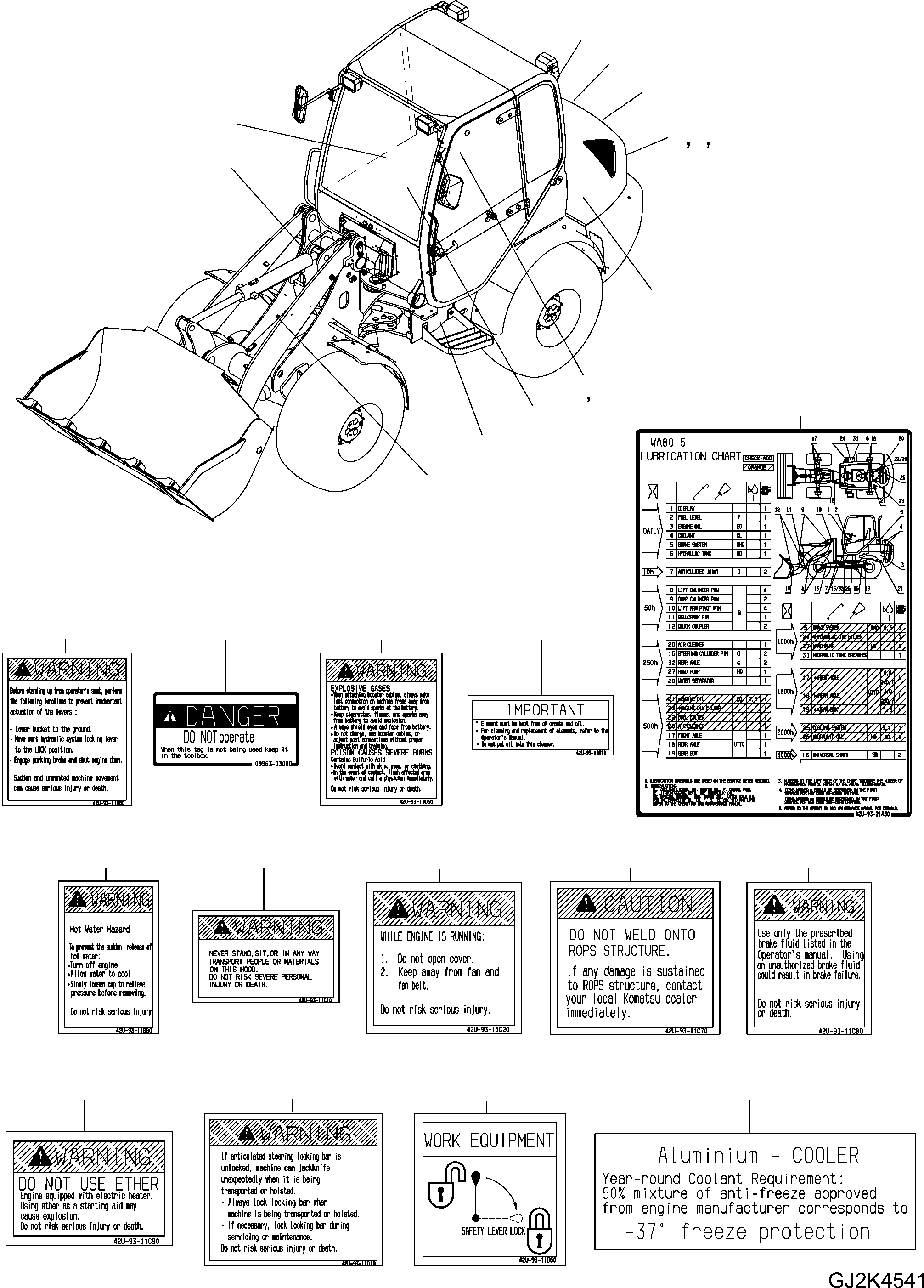 NOTE PLATE 42U-93-21A30 KOMATSU