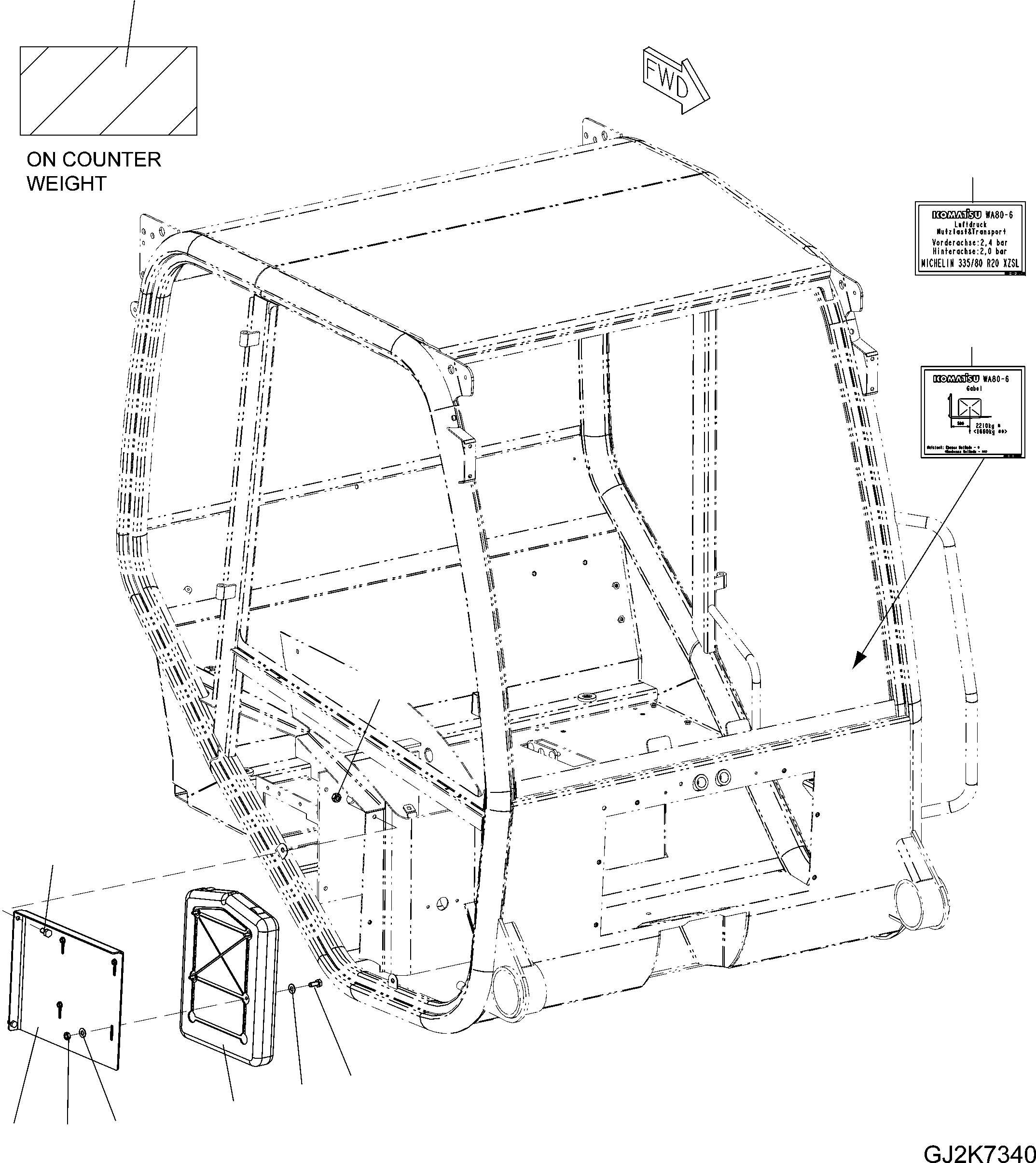 DECAL, FORK LIFT 42U-93-31040 KOMATSU