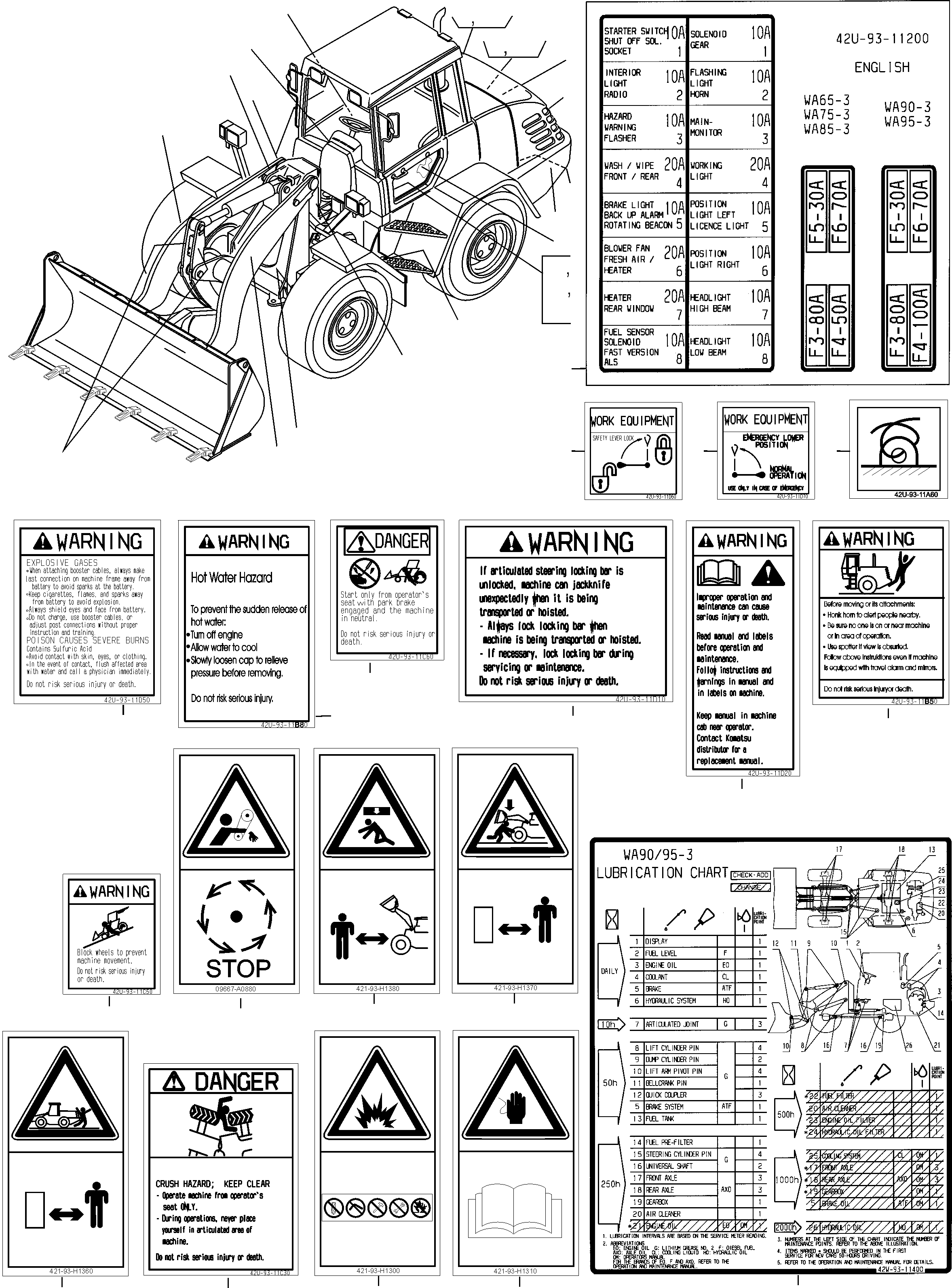 NOTE PLATE 42W-93-11400 KOMATSU