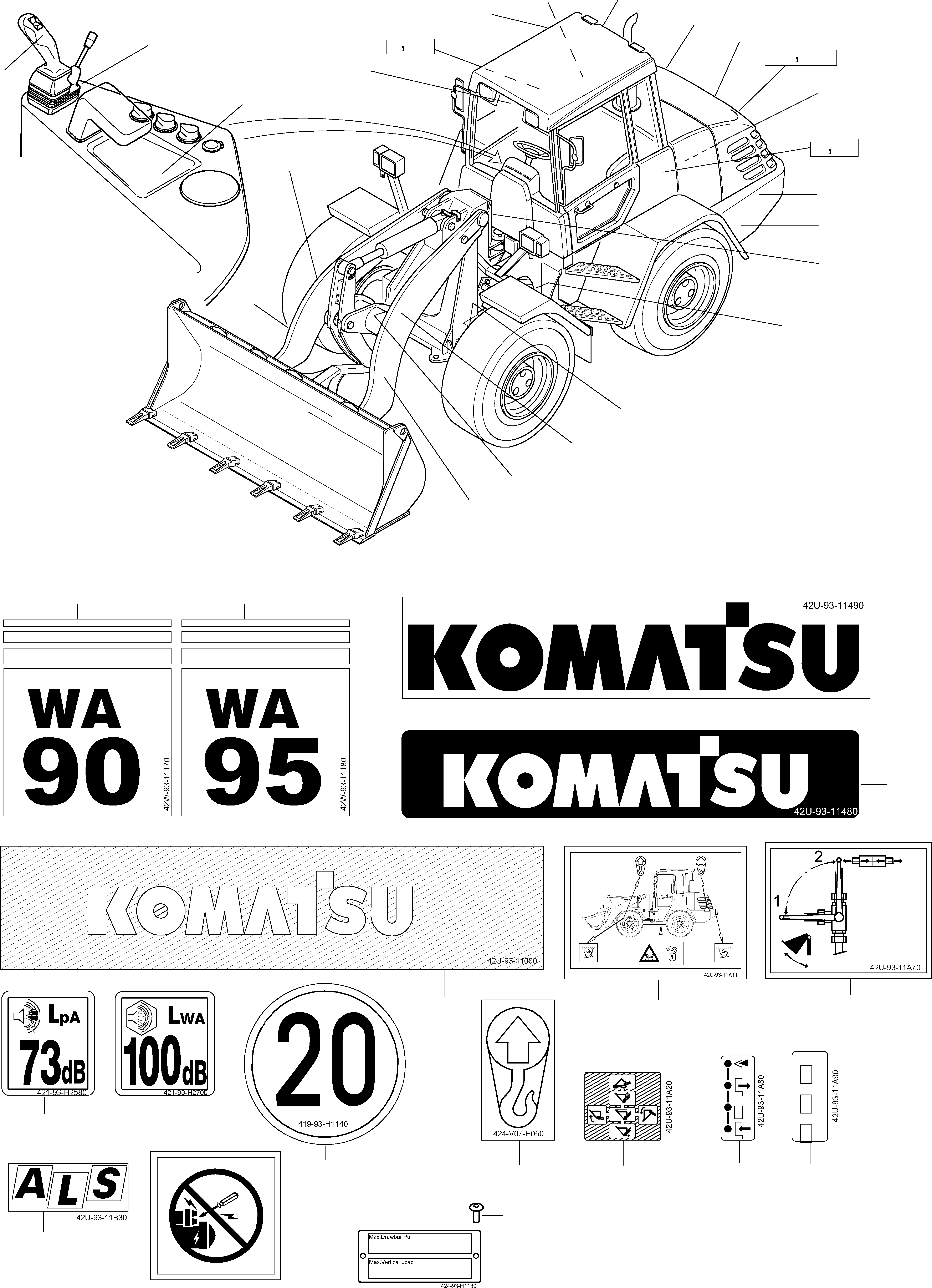 Табличка 42W-93-11170 KOMATSU