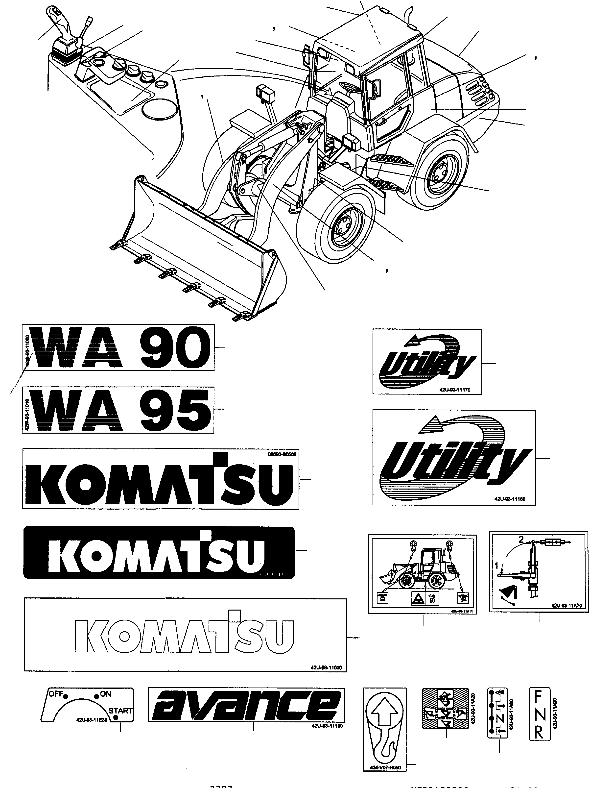 NOTE PLATE 42Y-93-H1750 KOMATSU