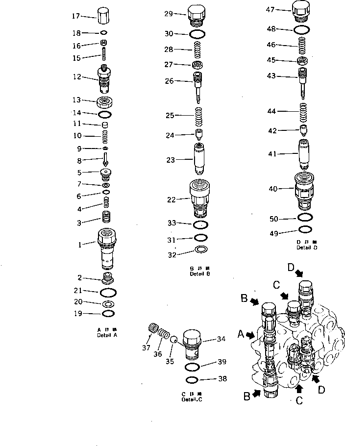клапан в сборе, всасывающий и предохранительный 700-80-69002 KOMATSU