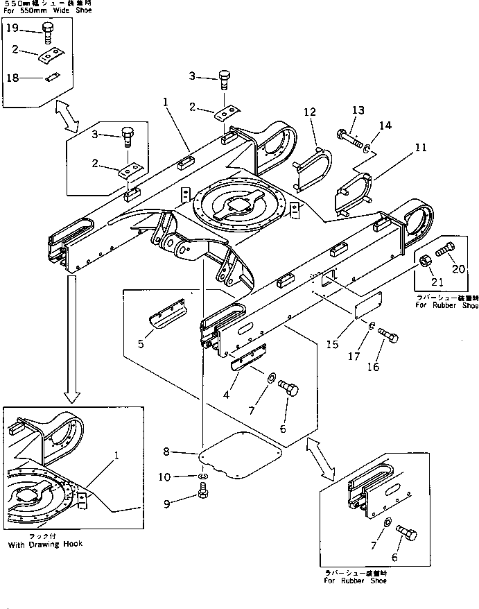 FRAME,TRACK (WITH DRAWING HOOK) 20T-30-42110 KOMATSU
