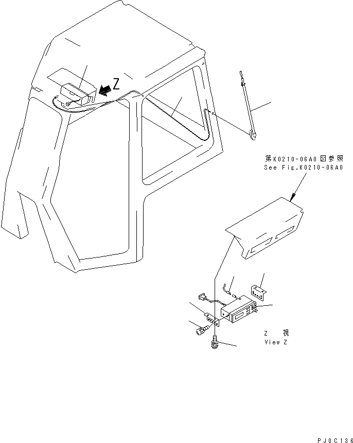 CAB ASS'Y,(AM RADIO, F.R. WORK LAMP) (14X-911-0830) KOMATSU