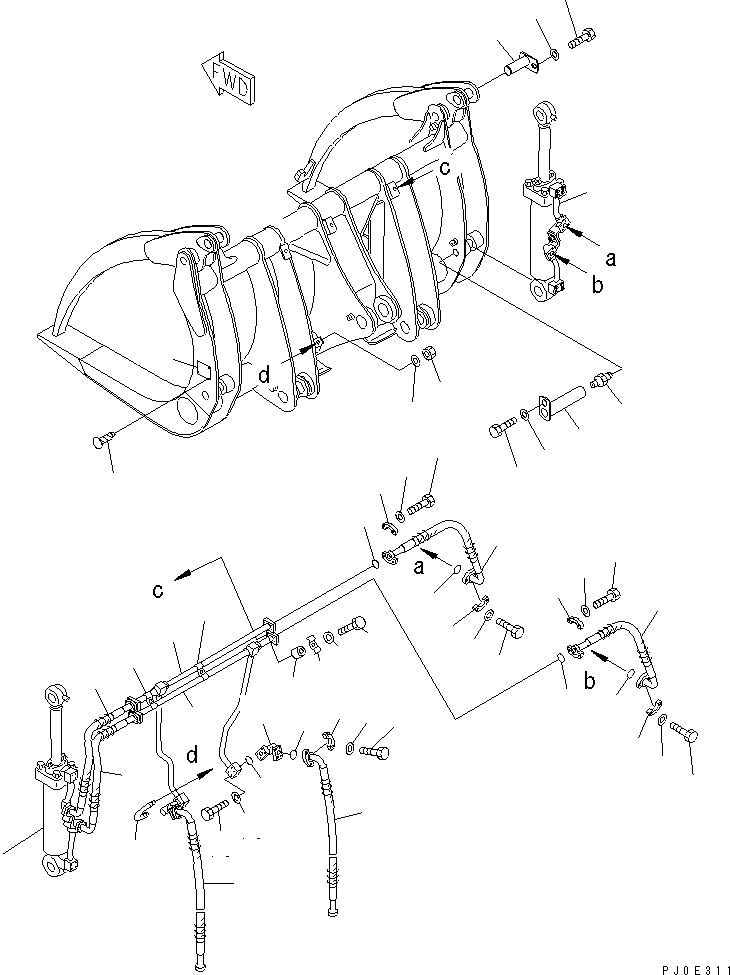 CYLINDER GROUP,LOG GRAPPLE, R.H. (707-01-X7200) KOMATSU