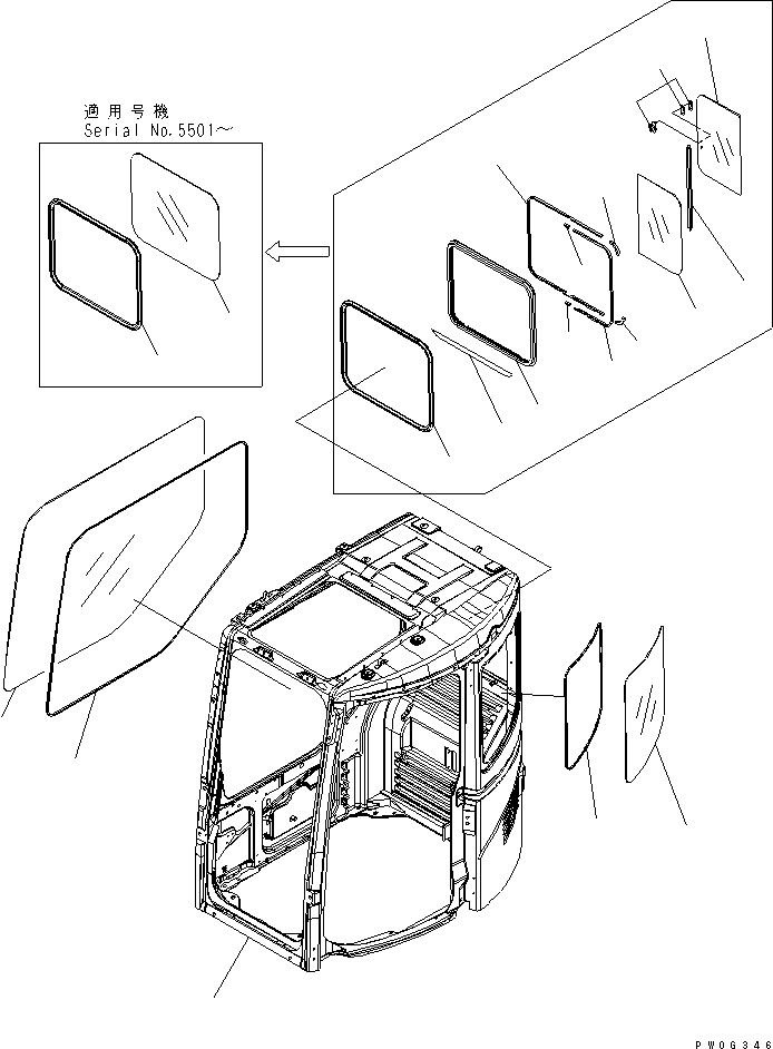 CAB ASS'Y,(DOOR SASH) 21W-54-00522 KOMATSU