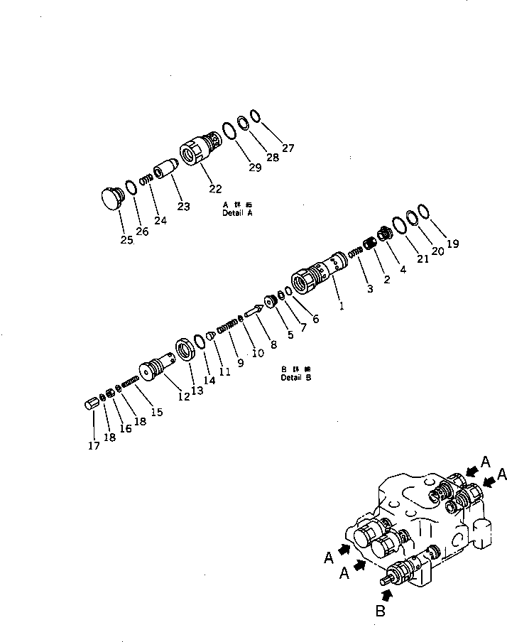 Клапан в сборе, предохранительный 709-80-53100 KOMATSU