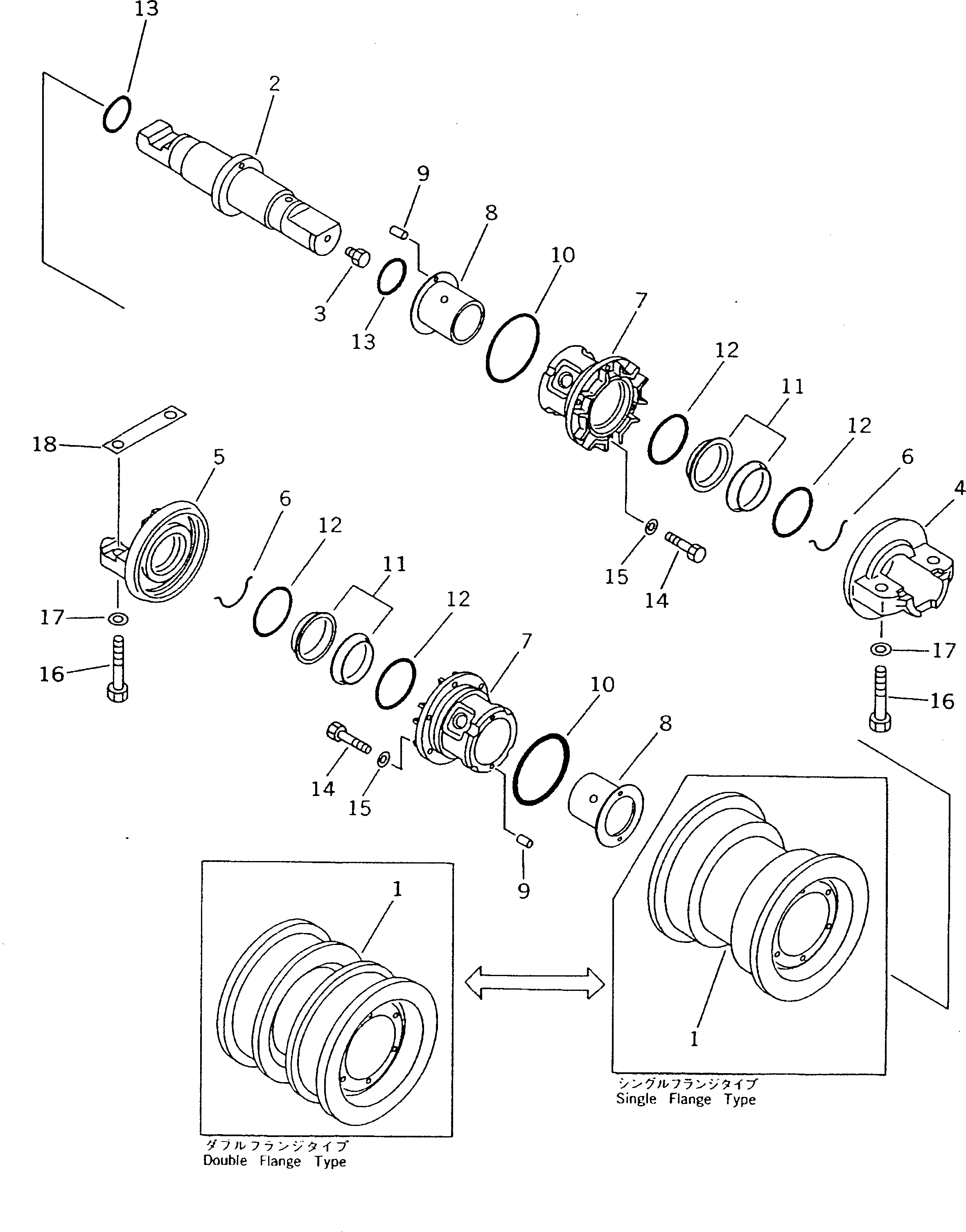 TRACK ROLLER ASS'Y,DOUBLE FLANGE \0\175-30-00499 KOMATSU