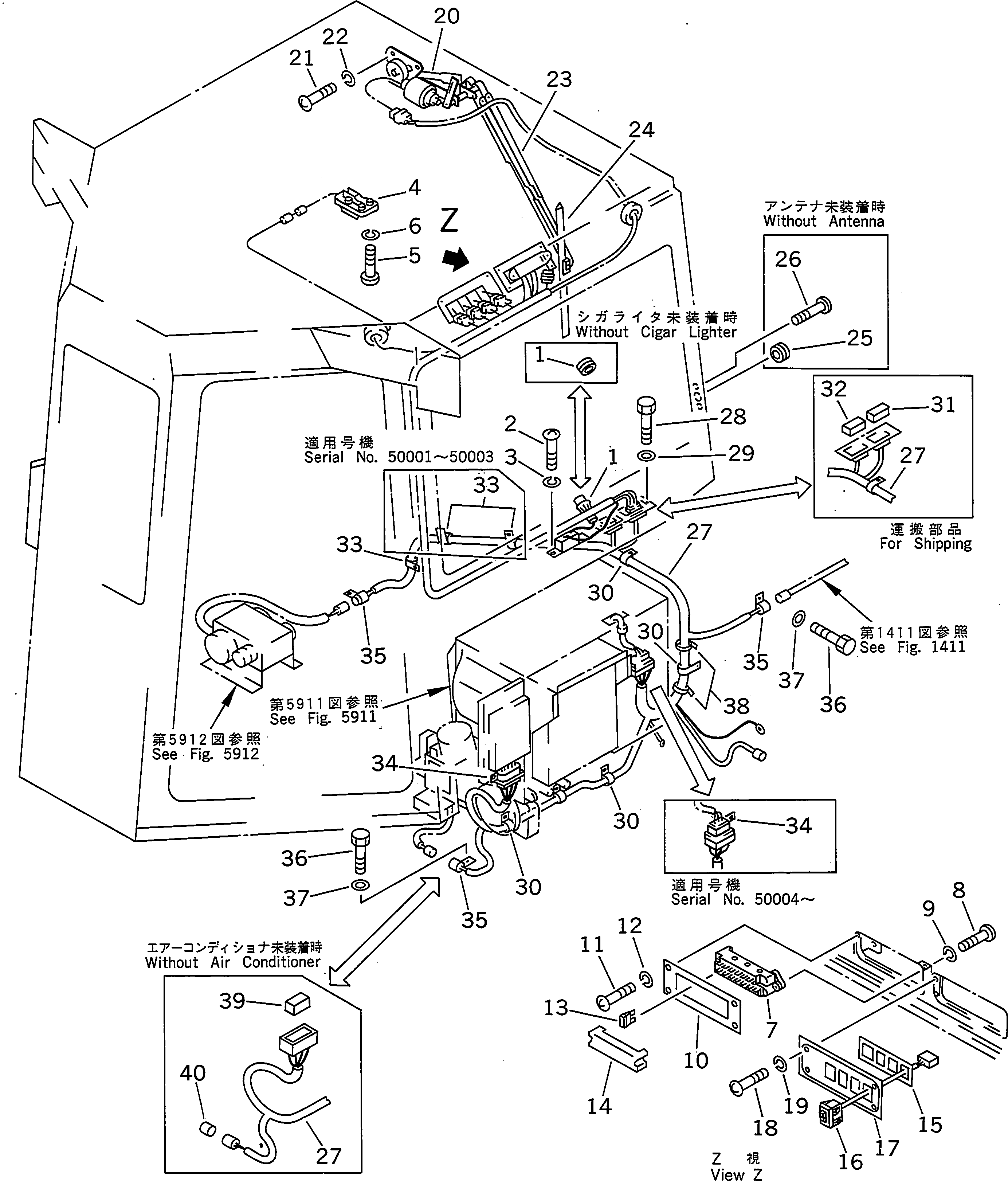 WIRING HARNESS,(FOR BRAKE CAUTION) 175-911-5110 KOMATSU
