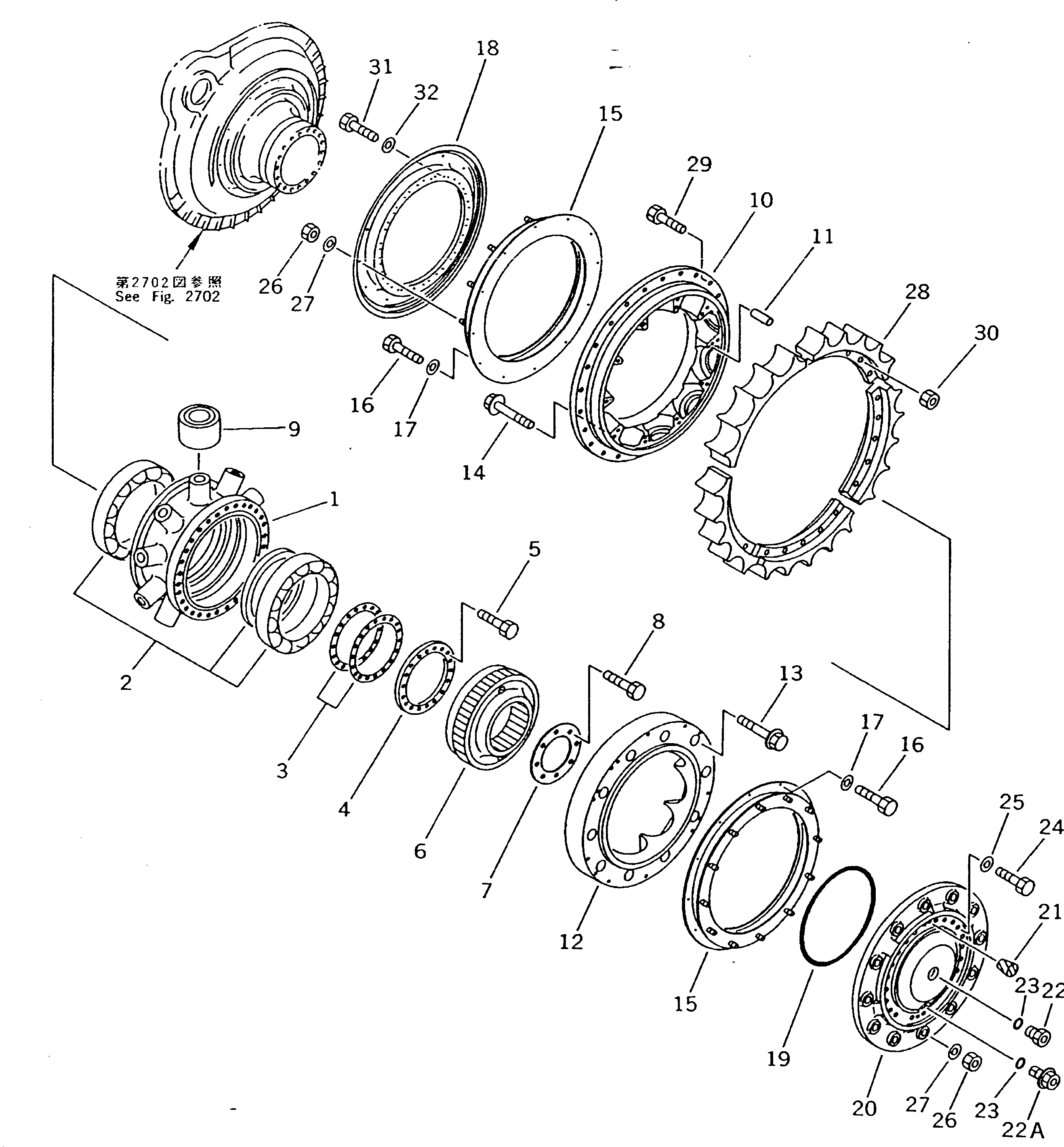 DRUM,INNER 198-27-33372 KOMATSU