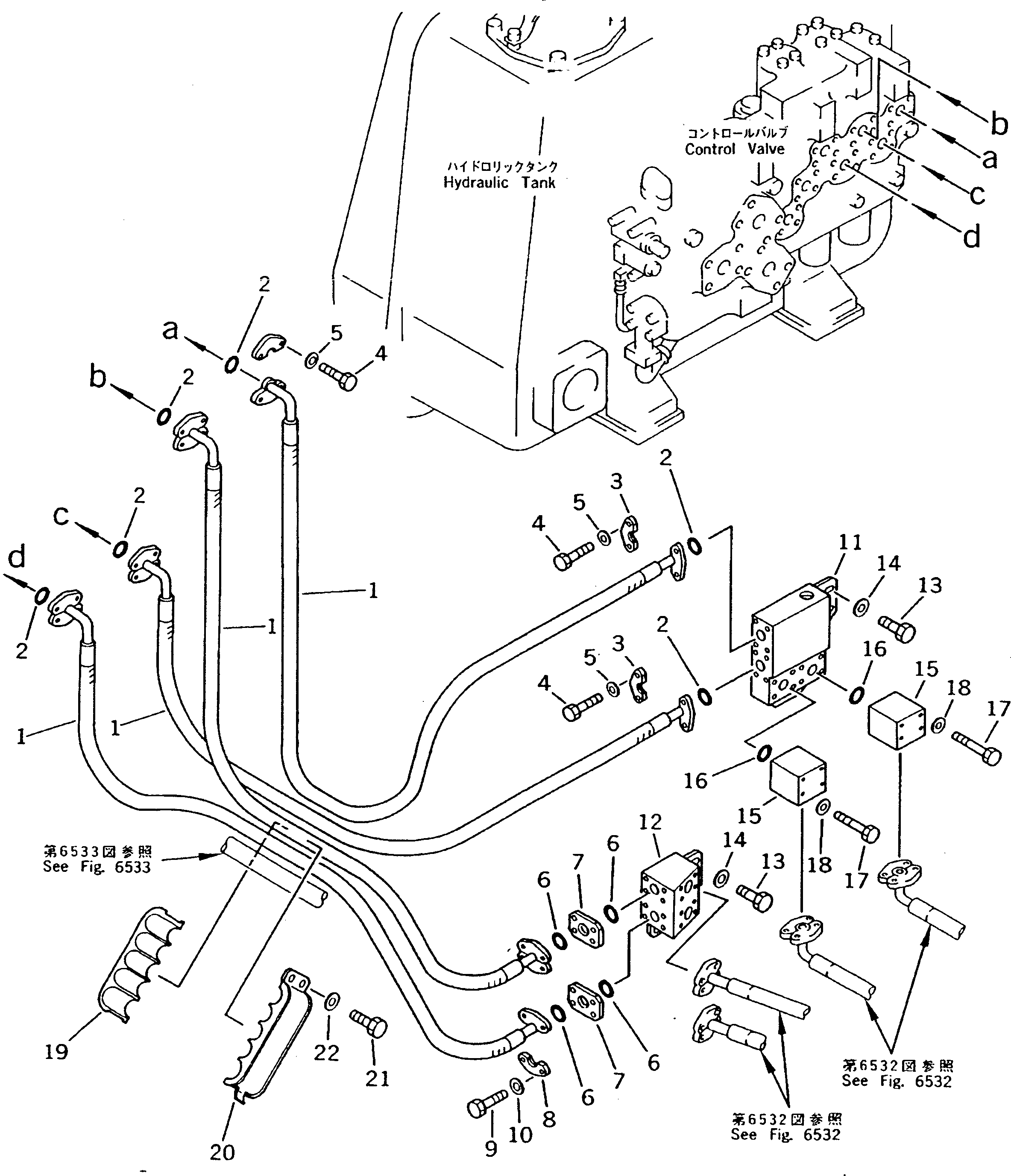HYDRAULIC PIPING G.,RIPPER LIFT AND TILT (\8\198-61-X4164) KOMATSU