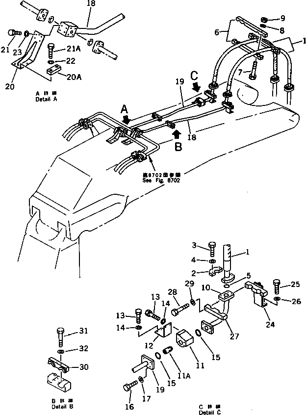 Трубка правая 209-62-53322 KOMATSU