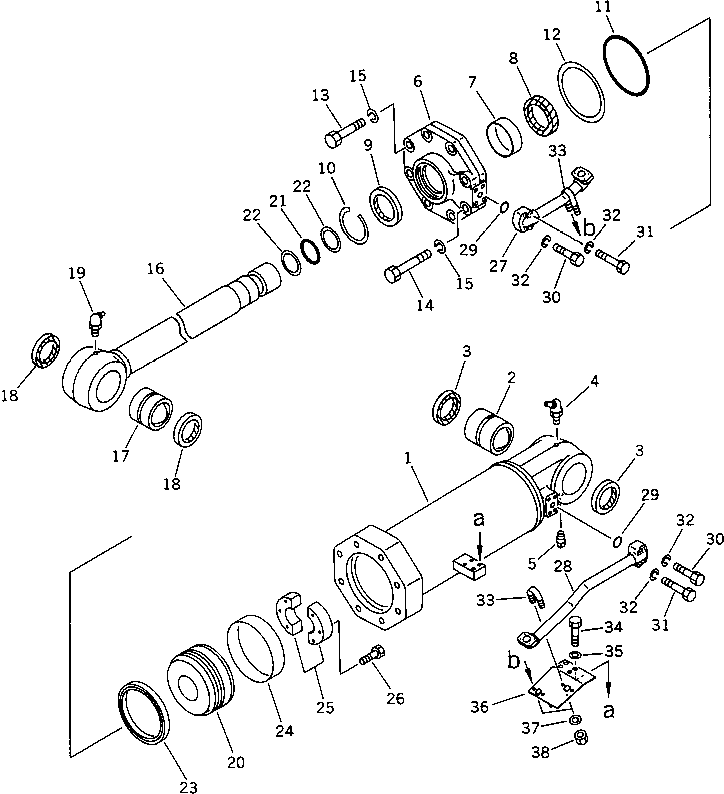 Цилиндр в сборе, левый 195-63-01440 KOMATSU
