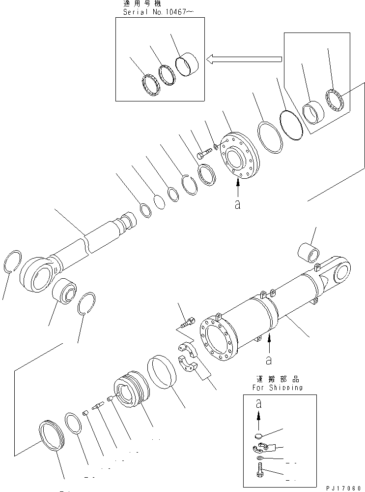 PISTON SUB ASS'Y,R.H. 707-91-02860 KOMATSU