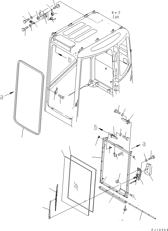 CAB ASS'Y,(DOOR SASH AND HALF GUARD) (22B-54-00072) KOMATSU