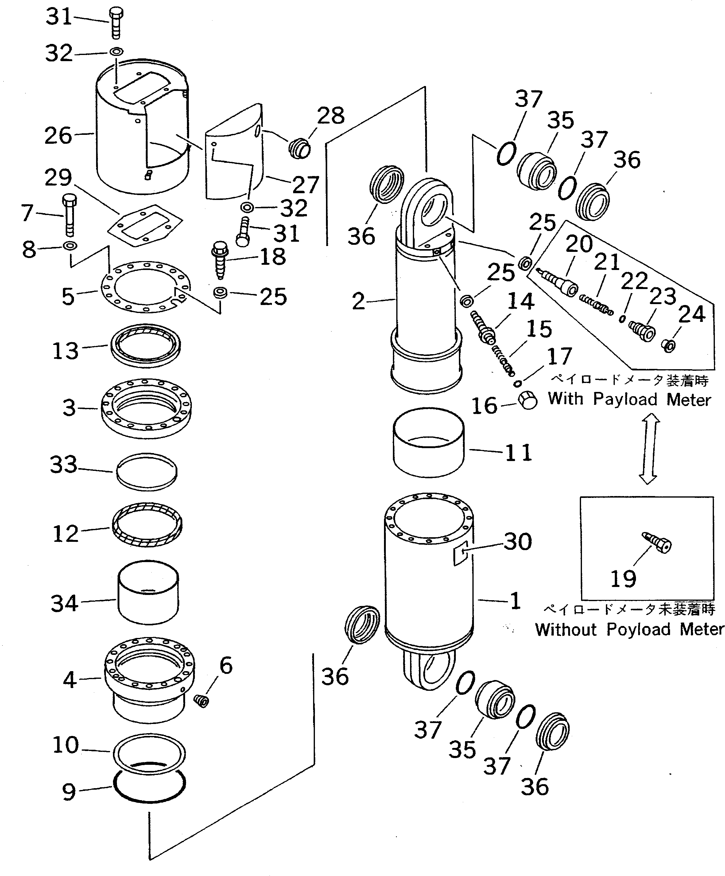 REAR SUSPENSION A.,(WITHOUT PAYLOAD METER) 569-50-62002 KOMATSU