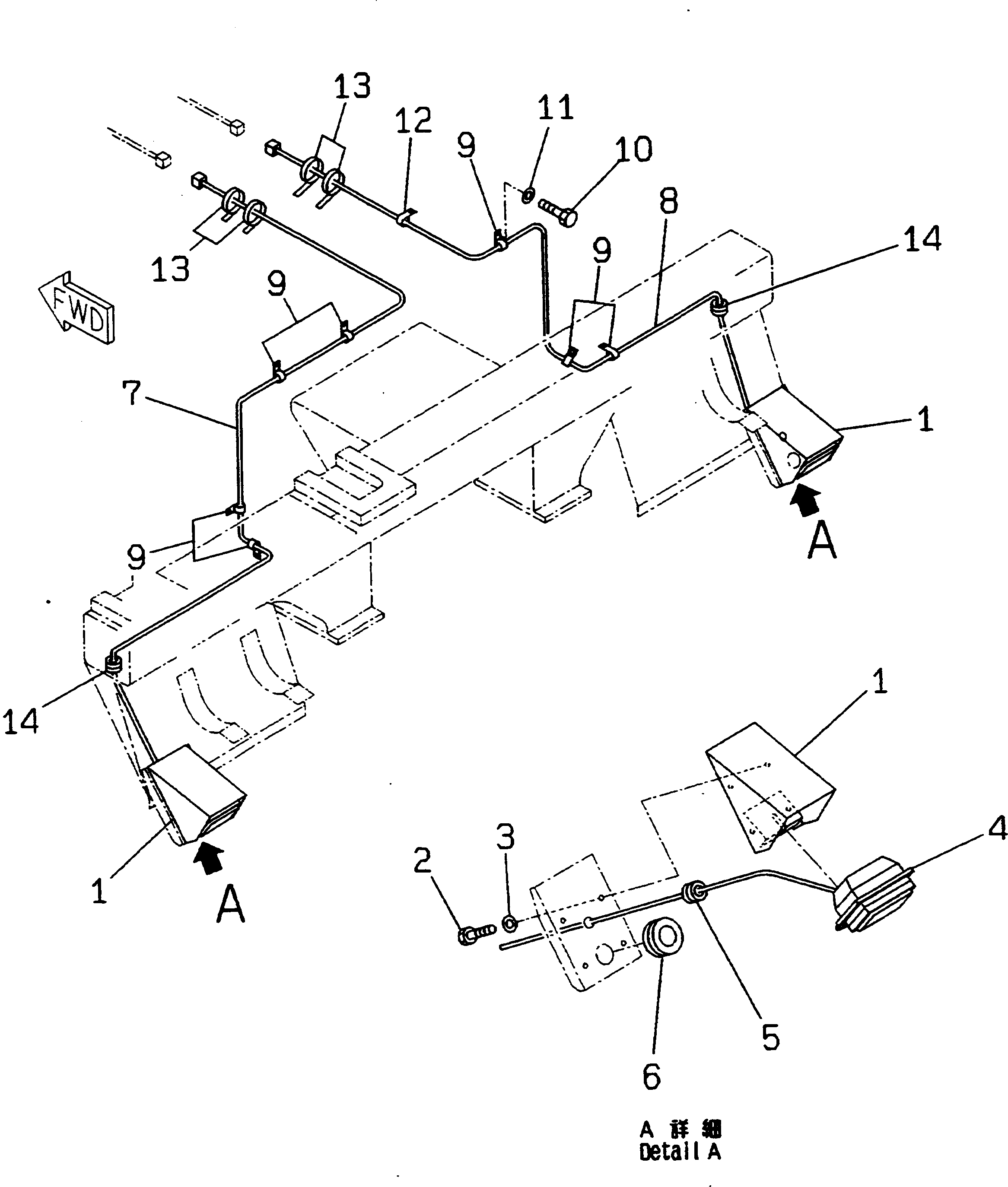 WIRING HARNESS,(FOR R.H. LAMP) 566-85-6A110 KOMATSU