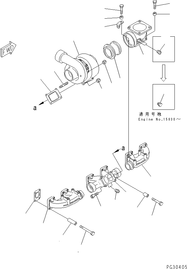 TURBOCHARGER ASS'Y,(KTR110A-1B) (SEE FIG.0155A) (6505-11-6476) KOMATSU