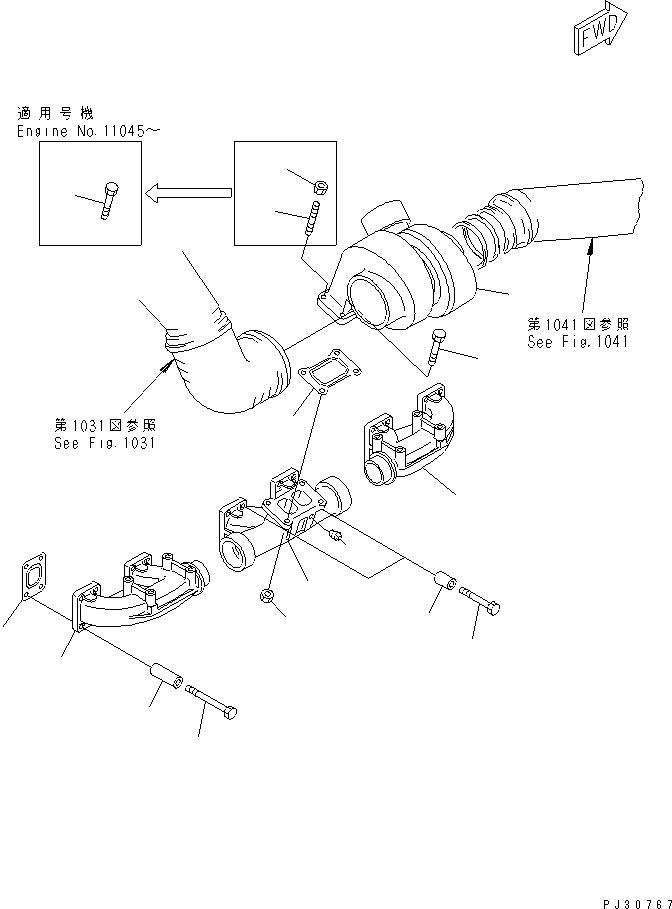 TURBOCHARGER ASS'Y,(SEE FIG.0155A) (6505-11-8310) KOMATSU