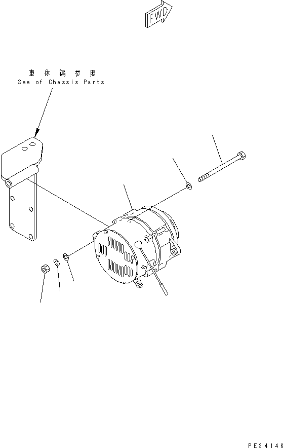 ALTERNATOR A. (75A),(SEE FIG.B9999-B8B3) (\0\600-821-9510) KOMATSU