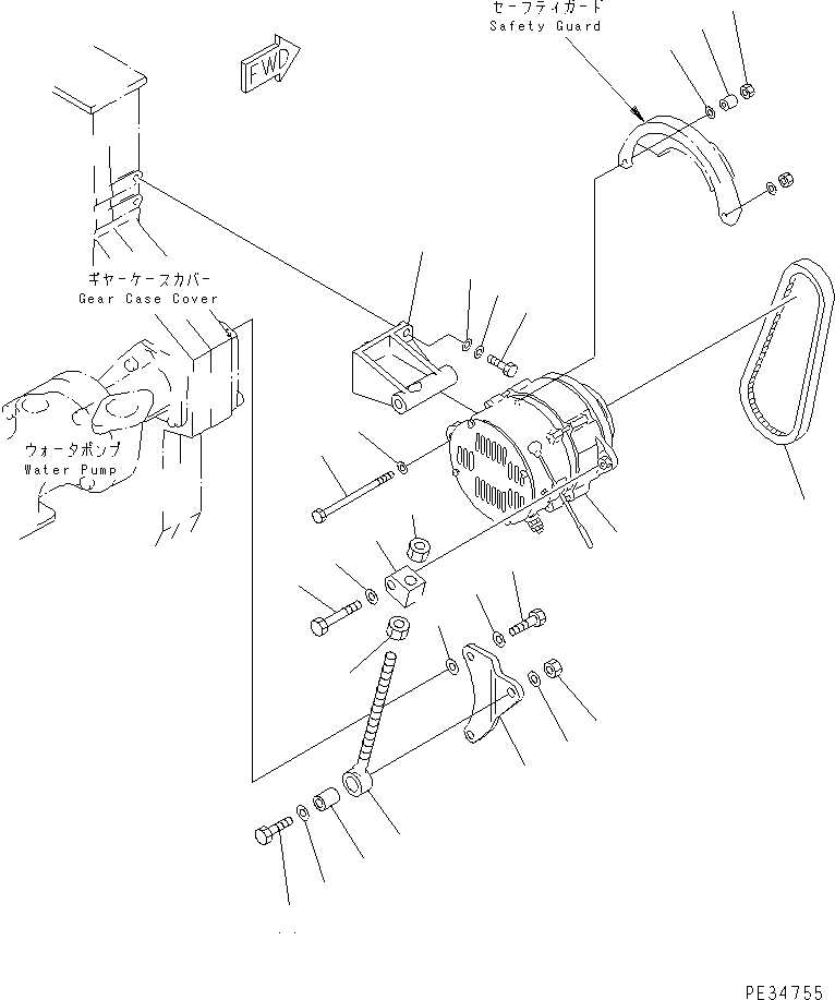 ALTERNATOR A. (75A),(SEE FIG.A6010-B6F1) (600-821-9551) KOMATSU