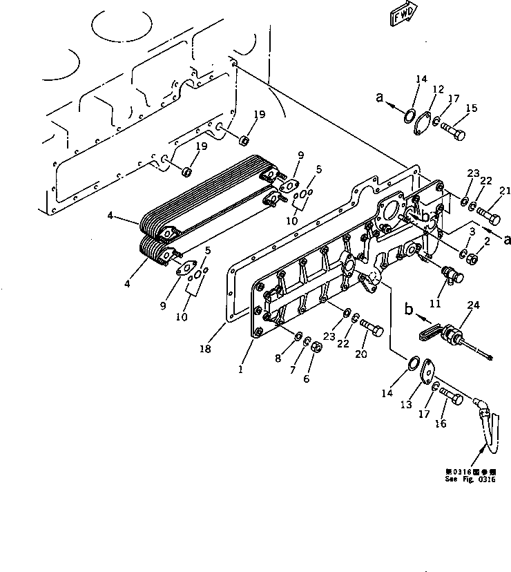 OIL COOLER ASS'Y,(FOR BLOCK HEATER) 6127-61-2201 KOMATSU