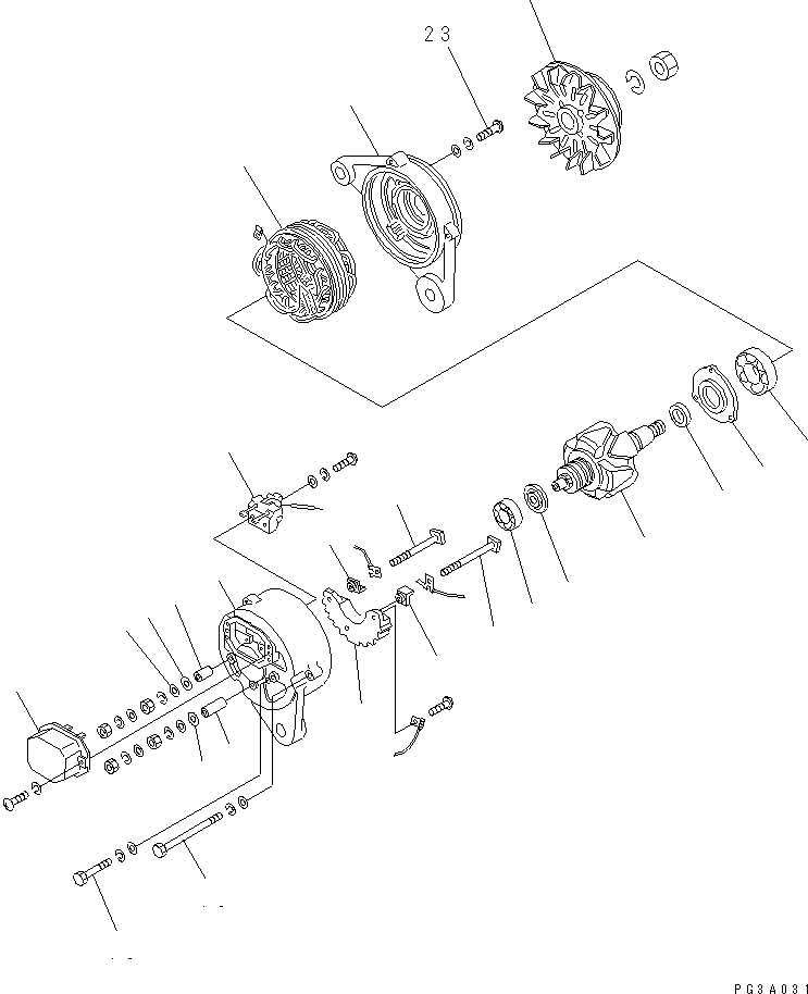 ALTERNATOR A. (25A),(WITH NON HARDENING PULLEY) 600-821-5580 KOMATSU