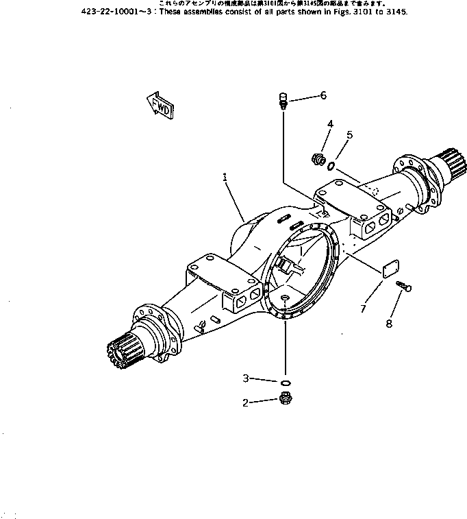 FRONT AXLE ASS'Y 423-22-10001 KOMATSU