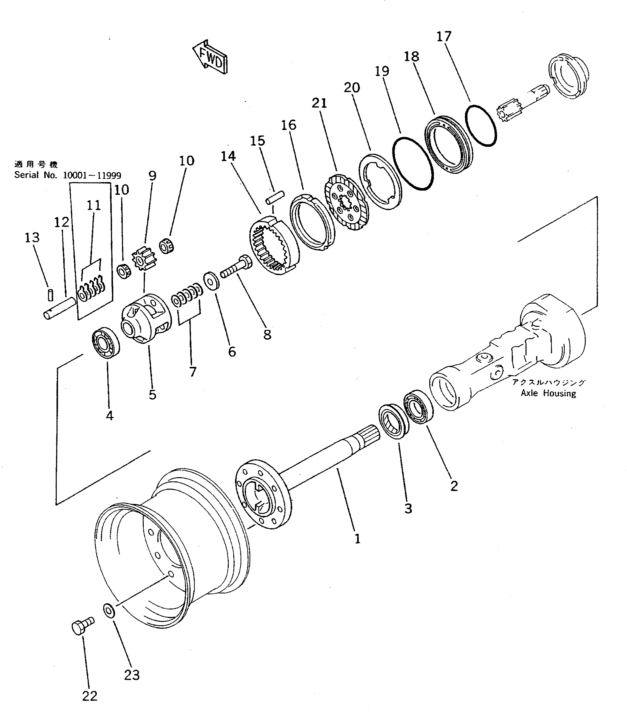 FRONT AXLE ASS'Y,(WITH SPEEDOMETER) (415-22-10002) KOMATSU