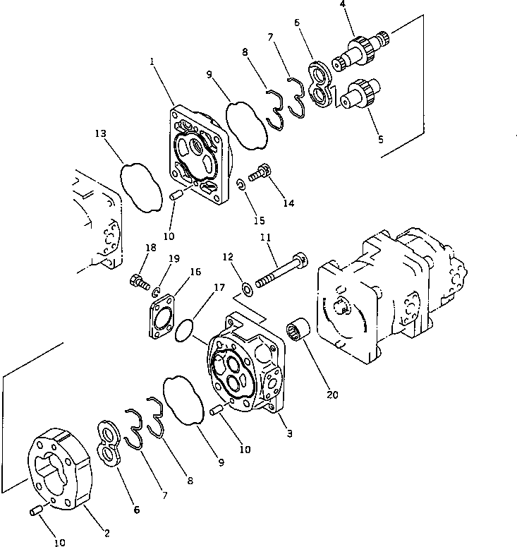 PUMP ASS'Y,(SAR80+63+50+12) (705-56-34100) KOMATSU