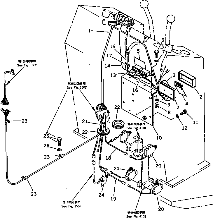 WIRE ASS'Y,SAFETY AND BACK 08076-20350 KOMATSU