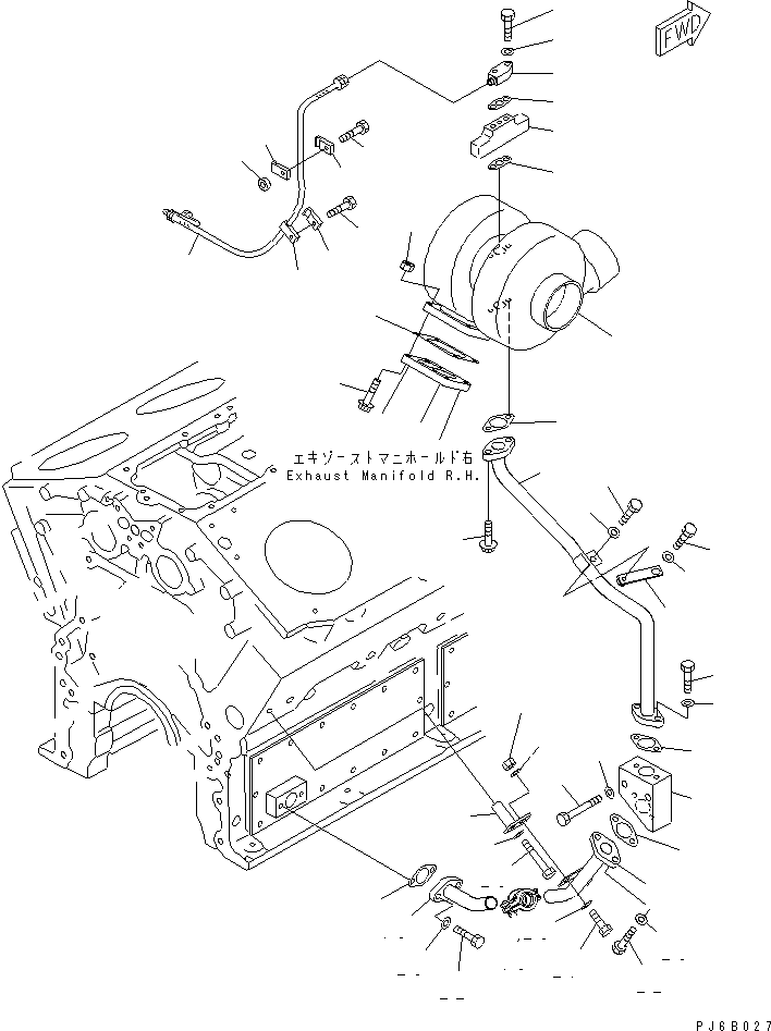 TURBOCHARGER ASS'Y,R.H. (SEE FIG.A1530-D8B3) (6505-61-5010) KOMATSU