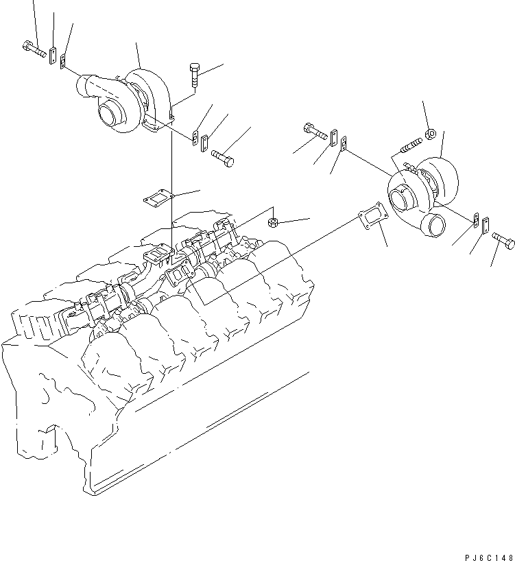 TURBOCHARGER ASS'Y,R.H. (SEE FIG.A1530-B7C7) (6505-63-5021) KOMATSU