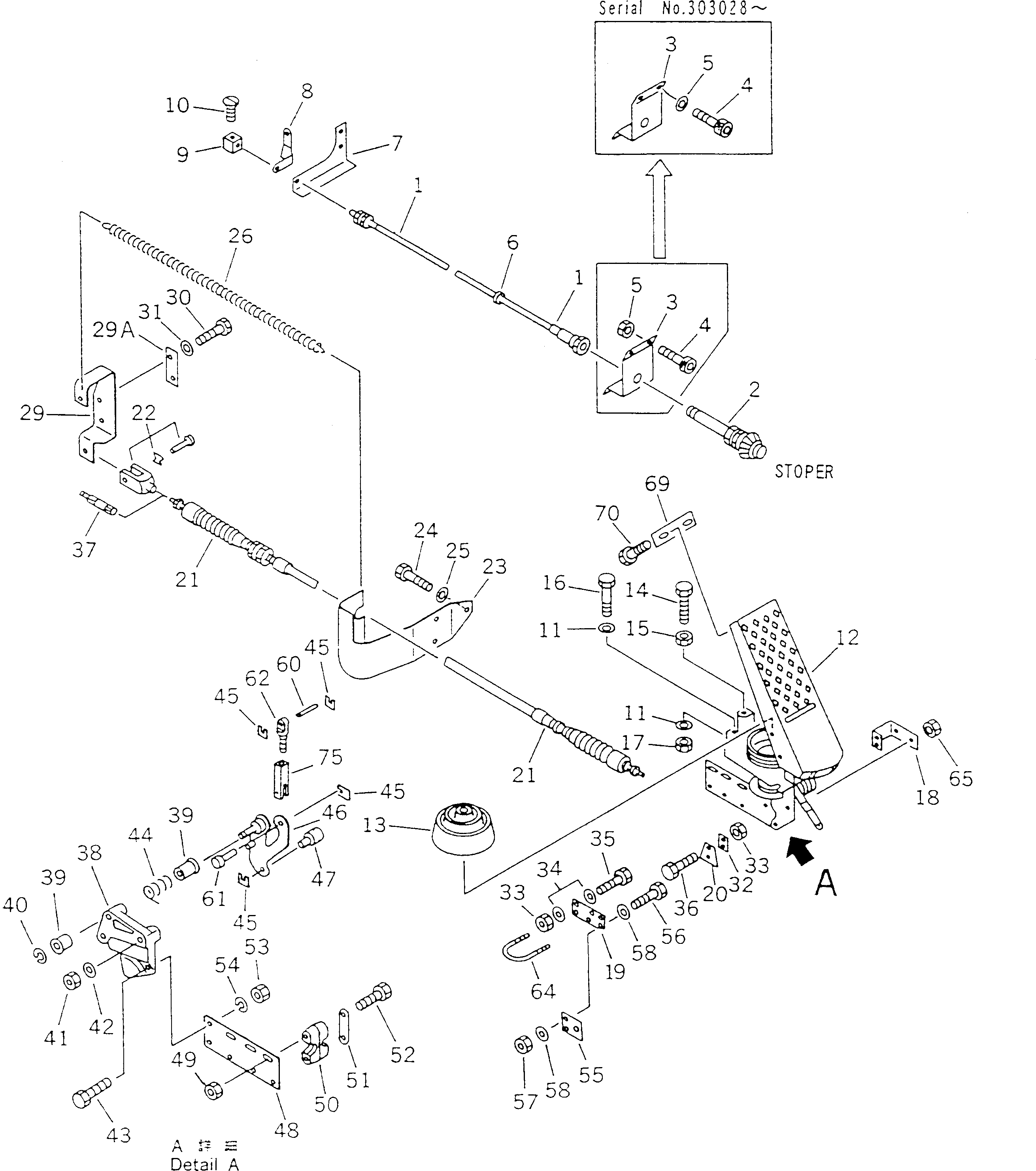 CABLE,ENGINE STOP BW351158 KOMATSU