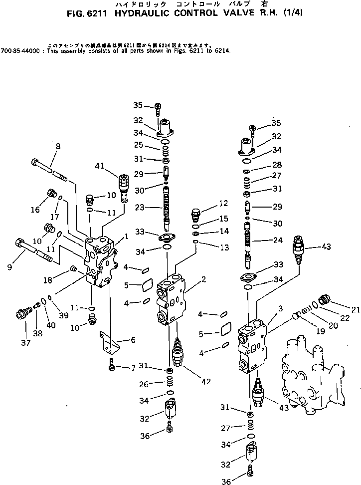VALVE ASS'Y,R.H. 700-85-44000 KOMATSU