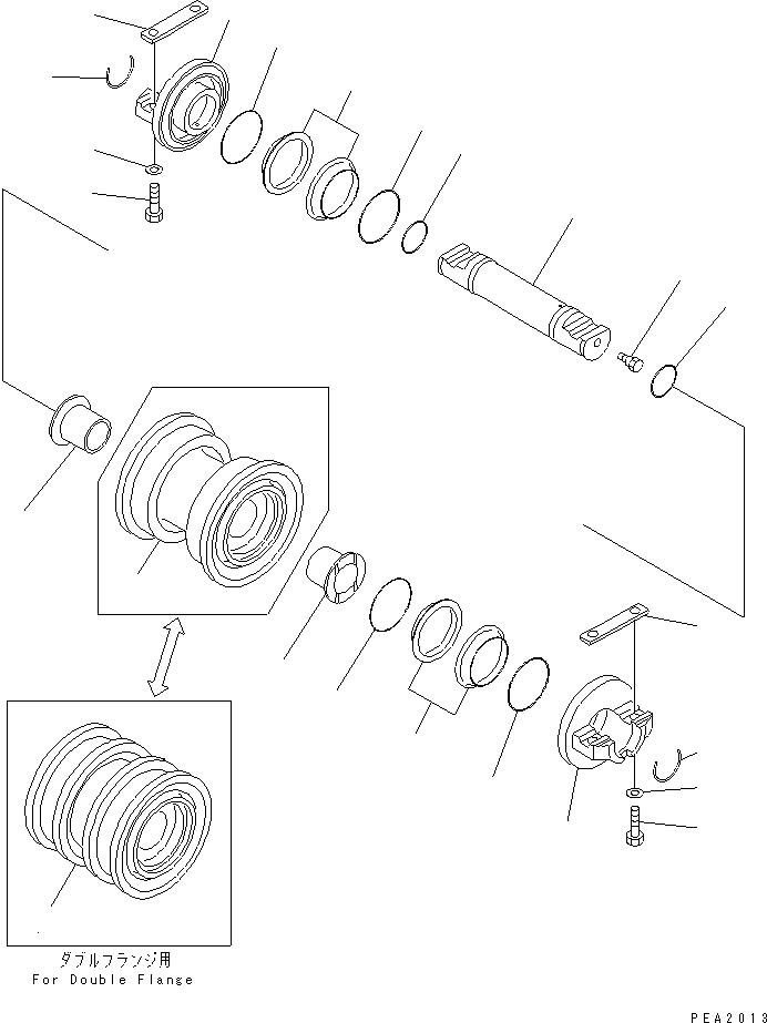TRACK ROLLER ASS'Y,DOUBLE FLANGE 14X-30-00131 KOMATSU
