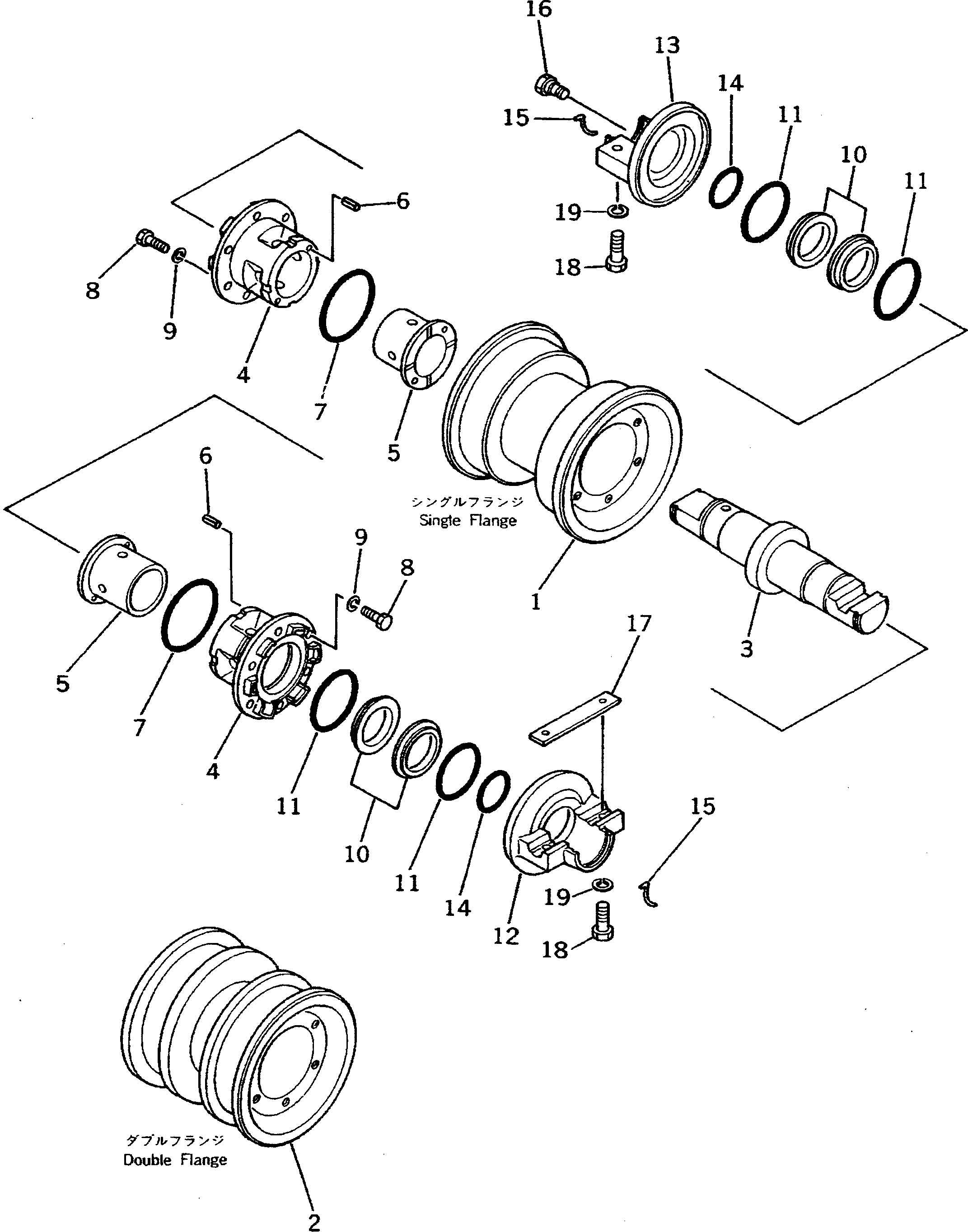 TRACK ROLLER ASS'Y,SINGLE FLANGE 141-30-00577 KOMATSU