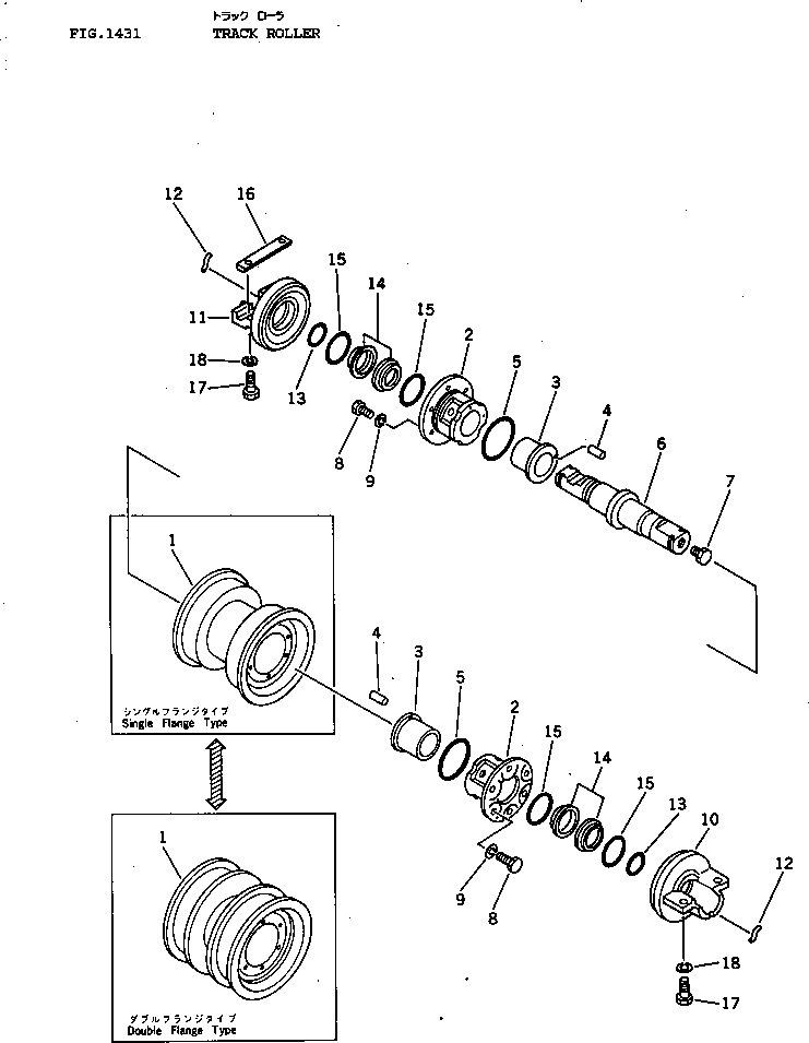 TRACK ROLLER ASS'Y,DOUBLE FLANGE \3\131-30-00330 KOMATSU