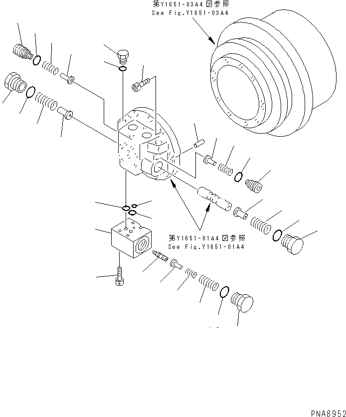 TRAVEL MOTOR ASS'Y,2ND TRAVEL¤SEE FIG.Y1651-01A4 (21W-60-22410) KOMATSU