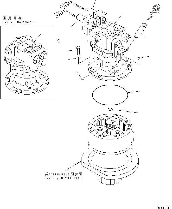 SWING MOTOR ASS'Y,(SEE FIG.Y1640-01A0) (706-73-01200) KOMATSU