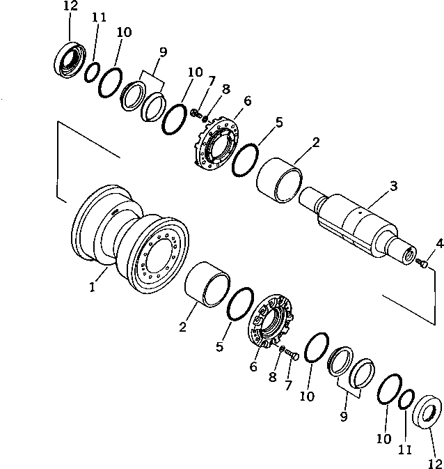 TRACK ROLLER ASS'Y,SINGLE FLANGE 195-30-01091 KOMATSU