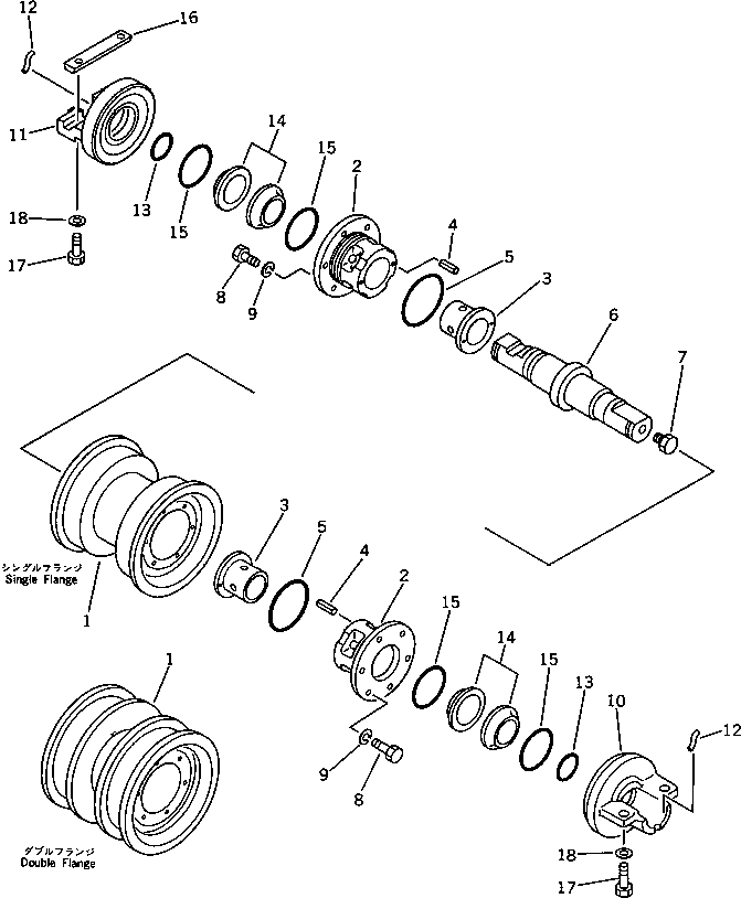 TRACK ROLLER ASS'Y,SINGLE FLANGE \1\131-30-00322 KOMATSU
