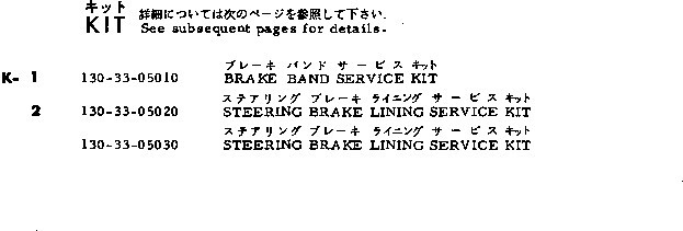 SERVICE KIT,BRAKE LINING 130-33-05030 KOMATSU