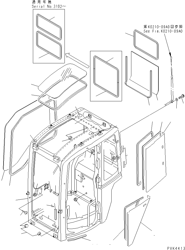 CAB ASS'Y,(WITH FRONT GUARD) 21W-54-00075 KOMATSU
