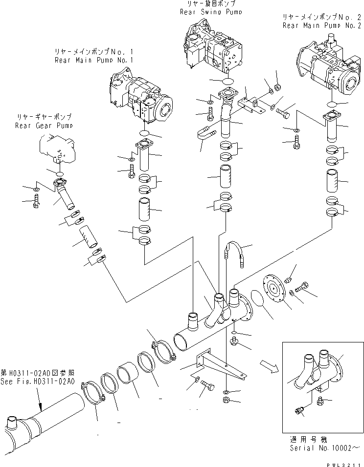 Трубка 21T-62-75232 KOMATSU