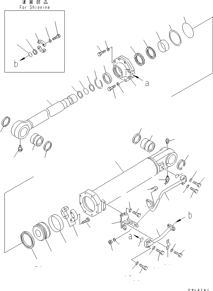 Цилиндр в сборе, правый 195-63-45602 KOMATSU